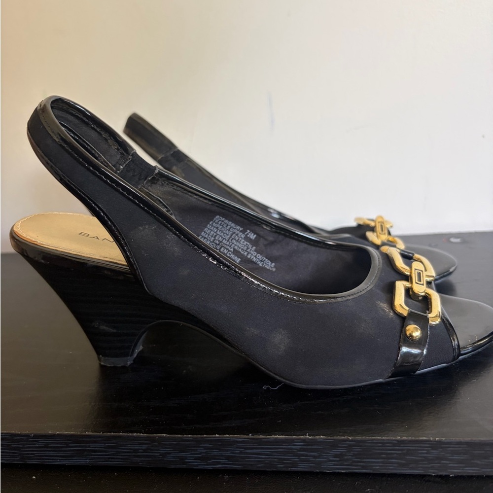 WOMENS Y2K BLACK SLINGBACK KITTEN HEEL